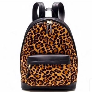 NWT! J. Crew Italian leather and calf hair backpack